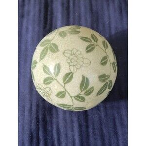 Green and White Chinoiserie Porcelain Carpet Ball  Preowned